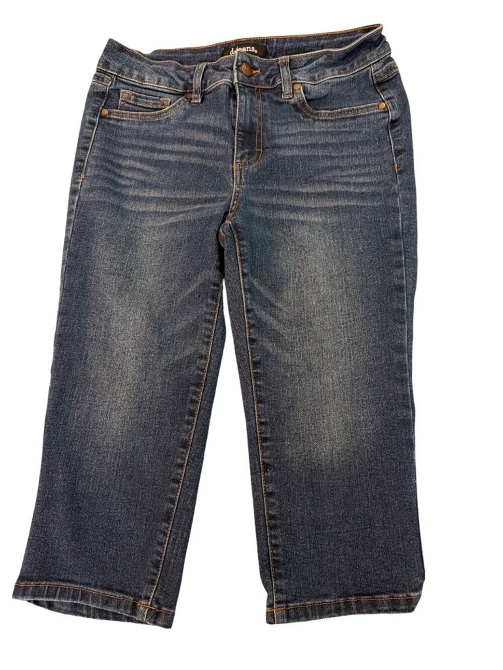 D.Jeans Straight Cropped Capri Denim Jeans Dark Wash Mid Rise Size 4